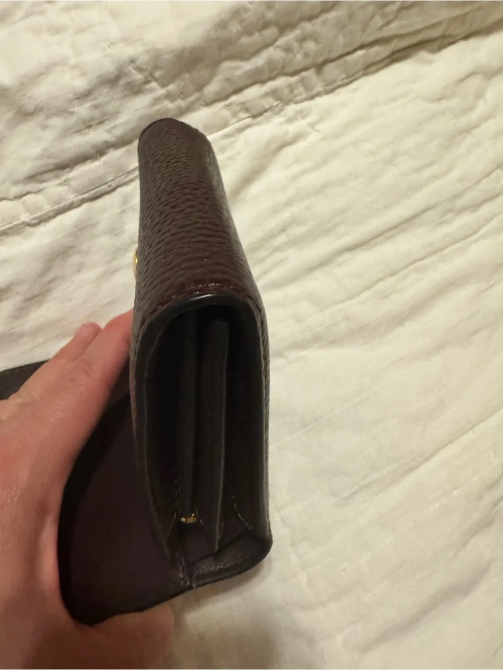 Mulberry Pebbled Leather Compact Wallet in Burgundy with Gold Logo